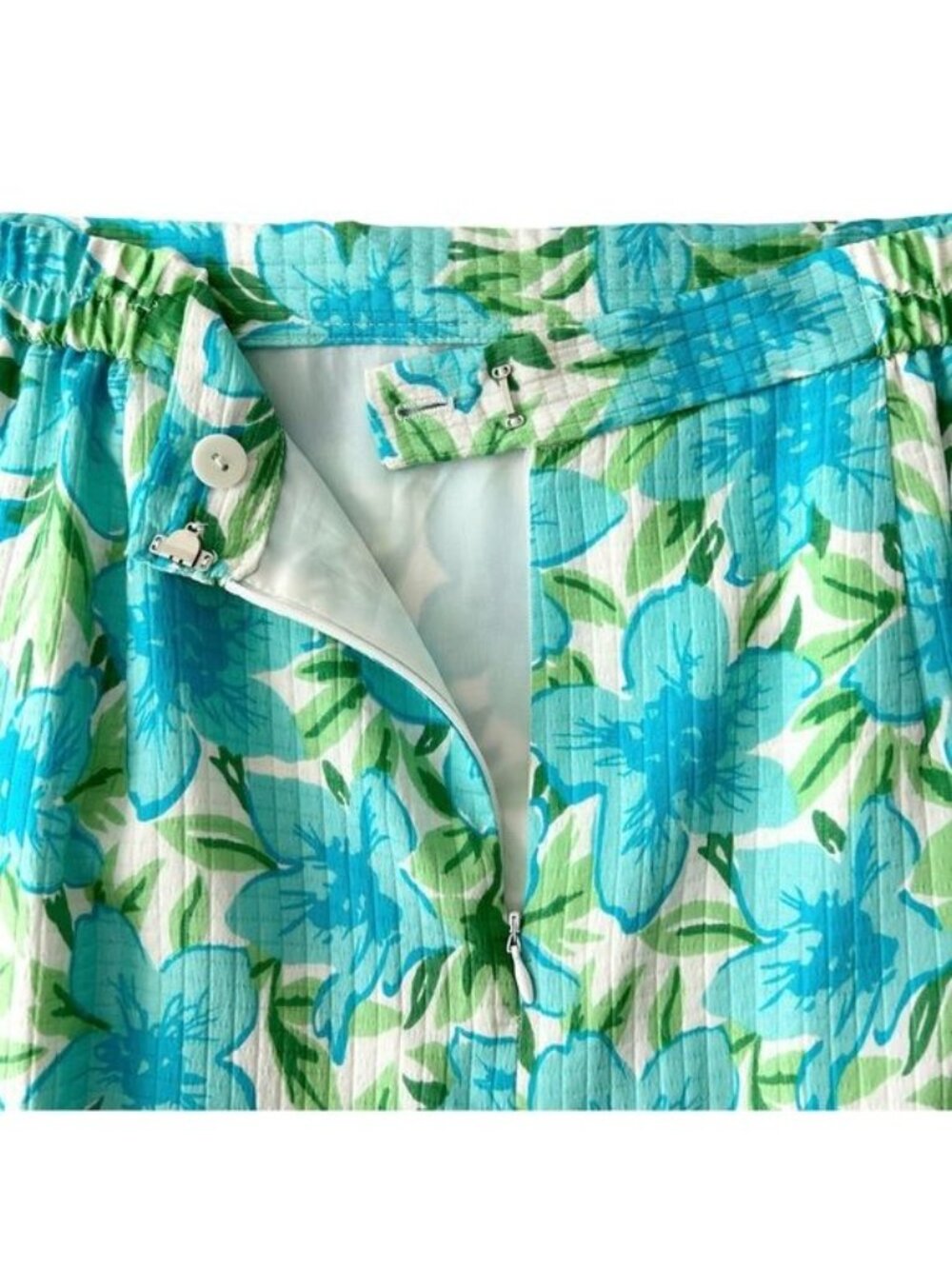 Vintage Talbots Pure Silk Quilted Floral Botanical Coastal Resort‎ Skirt (10) - Picture 10 of 15